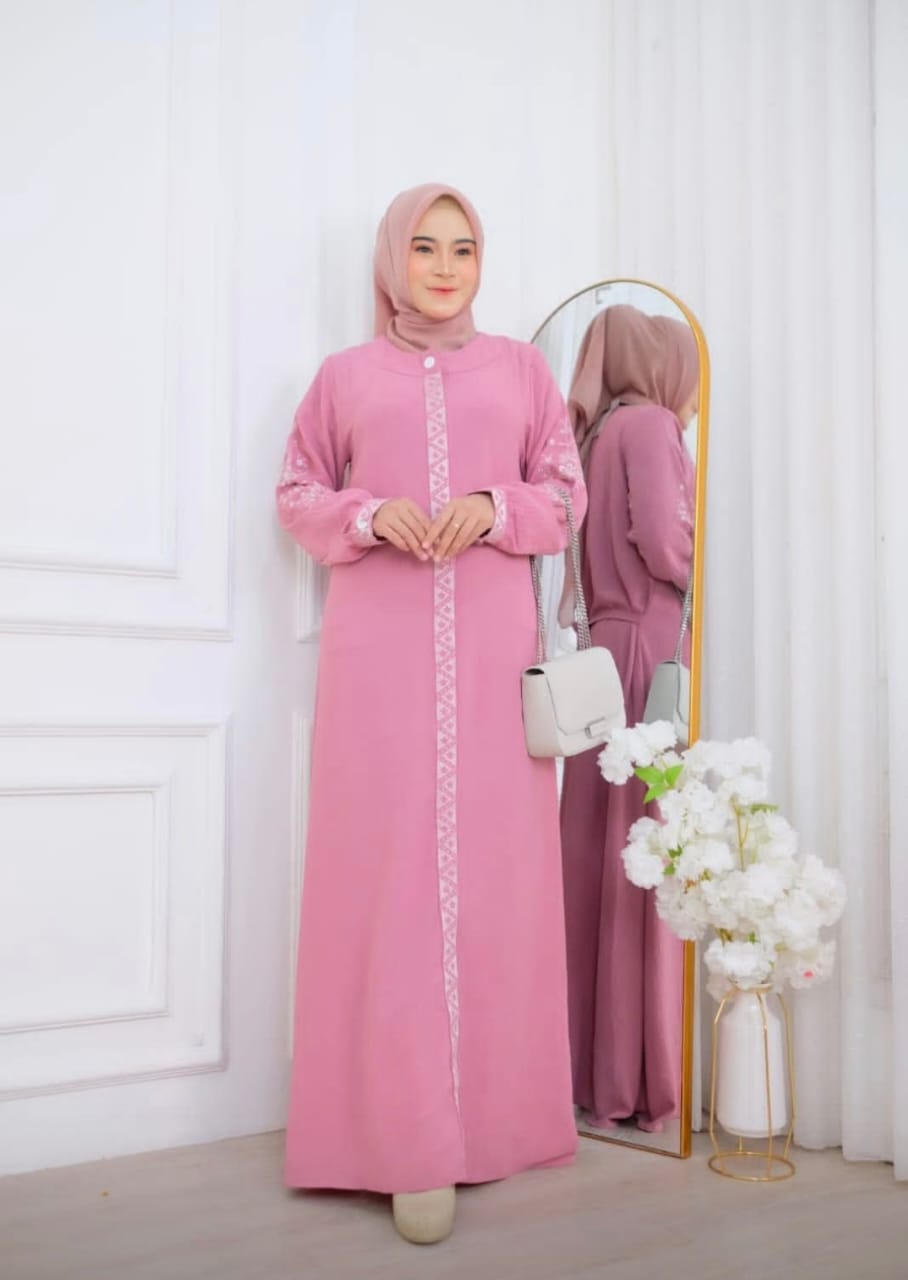 Gamis Nayara Bordir – Dusty Pink Grace